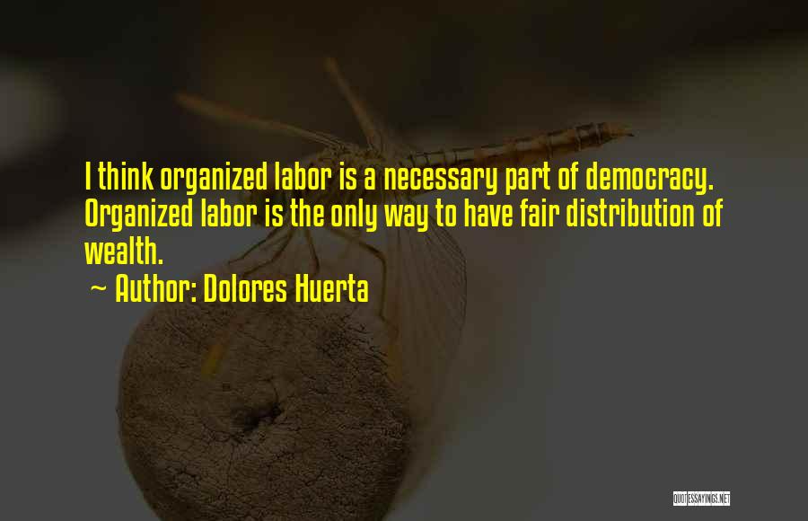 Dolores Huerta Quotes: I Think Organized Labor Is A Necessary Part Of Democracy. Organized Labor Is The Only Way To Have Fair Distribution