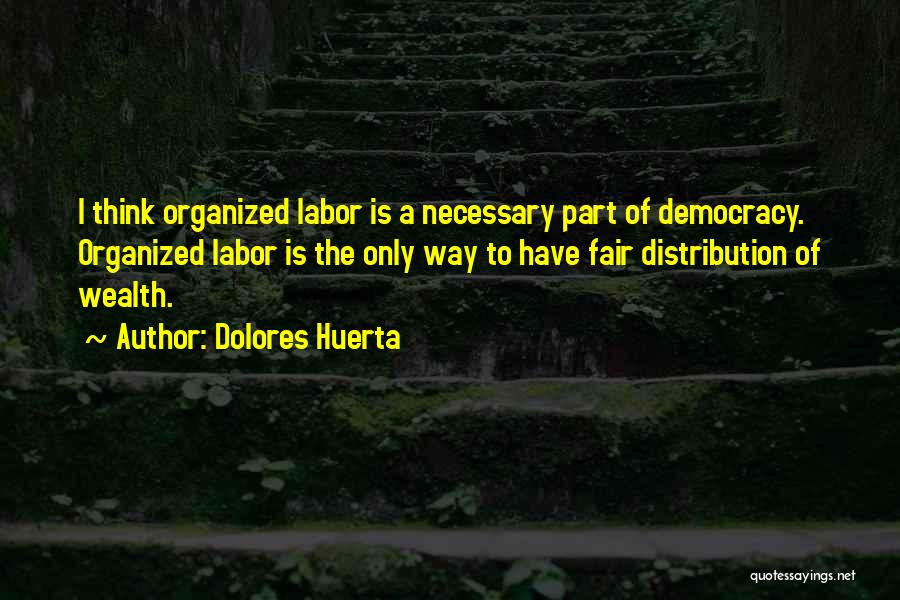 Dolores Huerta Quotes: I Think Organized Labor Is A Necessary Part Of Democracy. Organized Labor Is The Only Way To Have Fair Distribution
