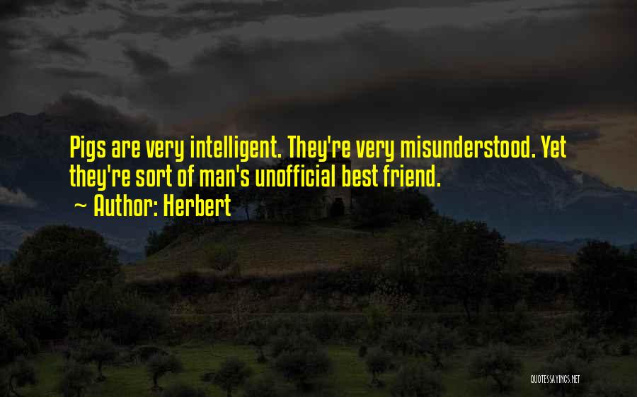 Herbert Quotes: Pigs Are Very Intelligent. They're Very Misunderstood. Yet They're Sort Of Man's Unofficial Best Friend.