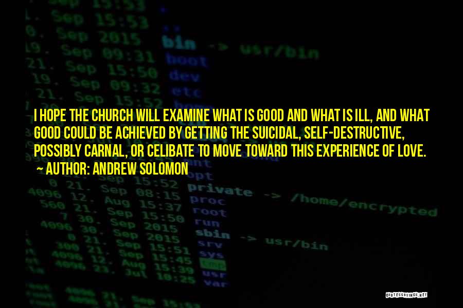 Andrew Solomon Quotes: I Hope The Church Will Examine What Is Good And What Is Ill, And What Good Could Be Achieved By