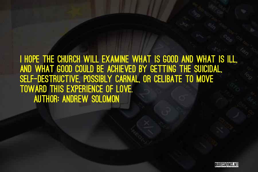 Andrew Solomon Quotes: I Hope The Church Will Examine What Is Good And What Is Ill, And What Good Could Be Achieved By