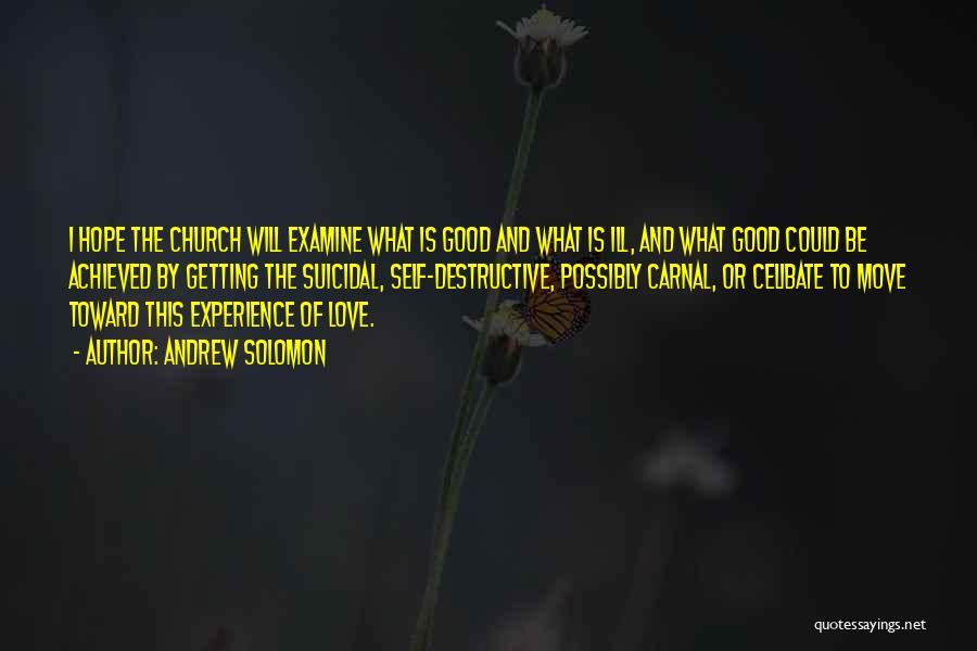 Andrew Solomon Quotes: I Hope The Church Will Examine What Is Good And What Is Ill, And What Good Could Be Achieved By