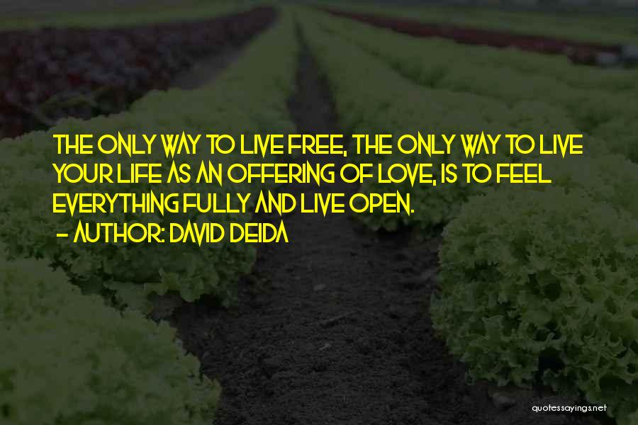 David Deida Quotes: The Only Way To Live Free, The Only Way To Live Your Life As An Offering Of Love, Is To