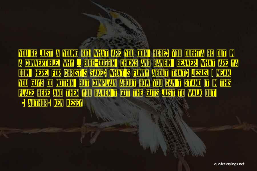 Ken Kesey Quotes: You're Just A Young Kid. What Are You Doin' Here? You Oughta Be Out In A Convertible, Why ... Bird-doggin'