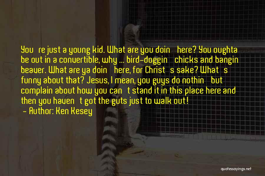 Ken Kesey Quotes: You're Just A Young Kid. What Are You Doin' Here? You Oughta Be Out In A Convertible, Why ... Bird-doggin'