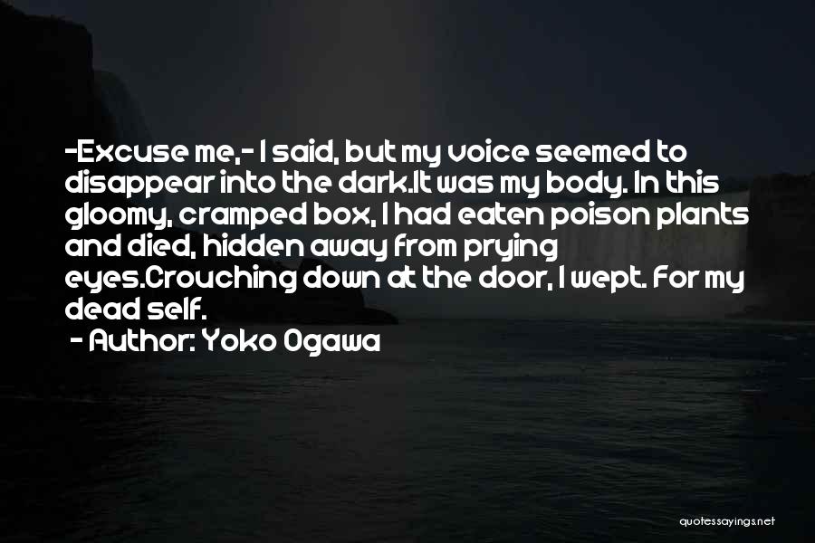 Yoko Ogawa Quotes: -excuse Me,- I Said, But My Voice Seemed To Disappear Into The Dark.it Was My Body. In This Gloomy, Cramped