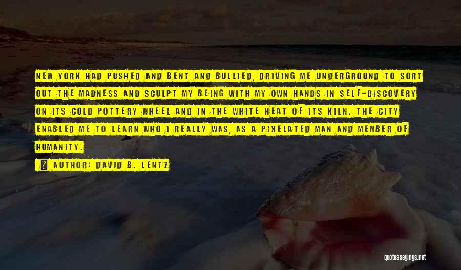 David B. Lentz Quotes: New York Had Pushed And Bent And Bullied, Driving Me Underground To Sort Out The Madness And Sculpt My Being