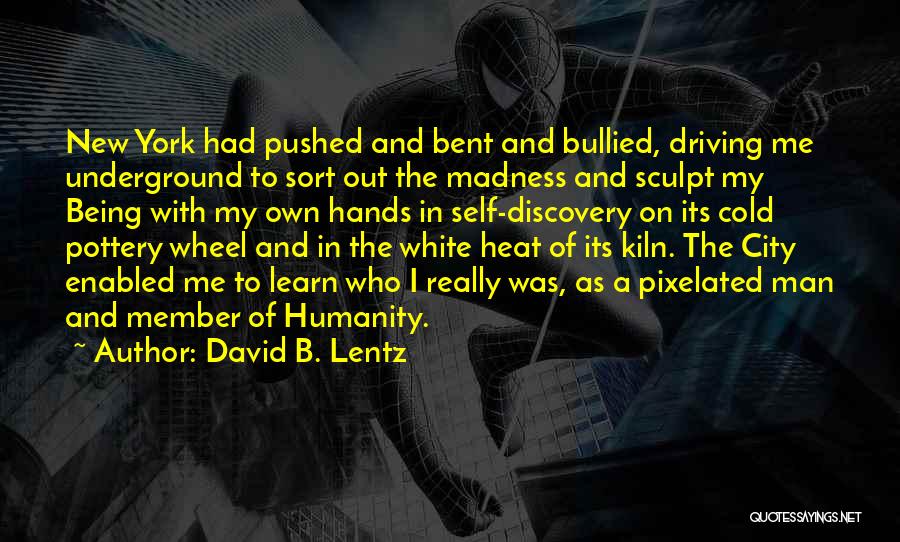 David B. Lentz Quotes: New York Had Pushed And Bent And Bullied, Driving Me Underground To Sort Out The Madness And Sculpt My Being