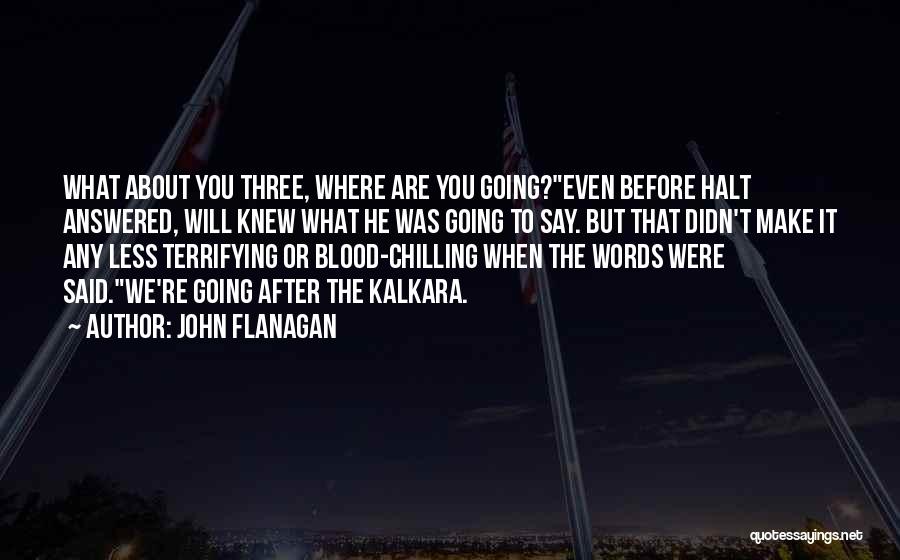 John Flanagan Quotes: What About You Three, Where Are You Going?even Before Halt Answered, Will Knew What He Was Going To Say. But