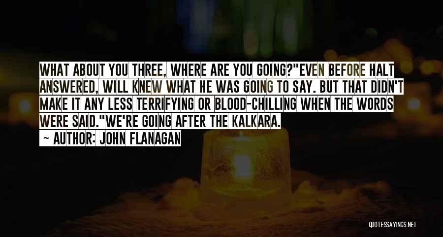 John Flanagan Quotes: What About You Three, Where Are You Going?even Before Halt Answered, Will Knew What He Was Going To Say. But