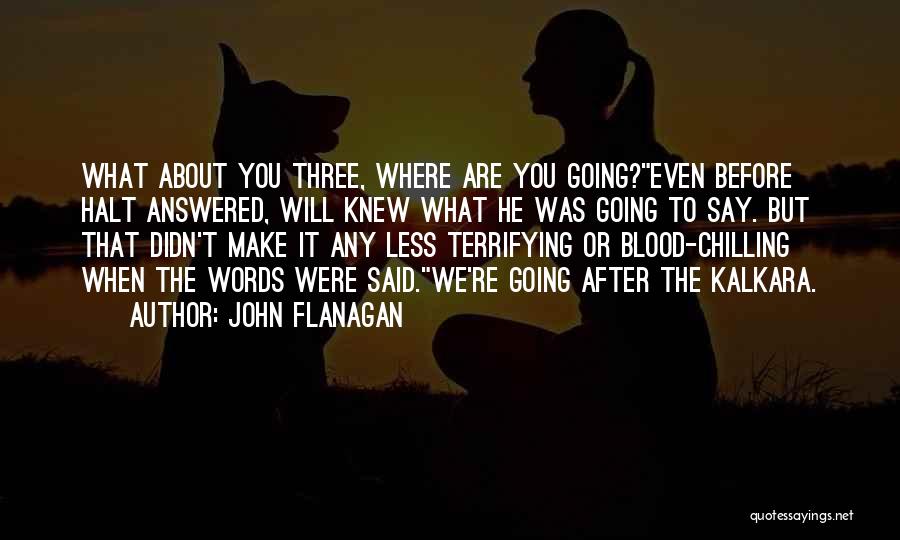 John Flanagan Quotes: What About You Three, Where Are You Going?even Before Halt Answered, Will Knew What He Was Going To Say. But