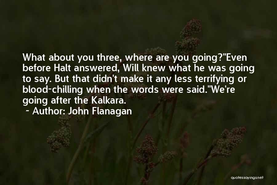 John Flanagan Quotes: What About You Three, Where Are You Going?even Before Halt Answered, Will Knew What He Was Going To Say. But