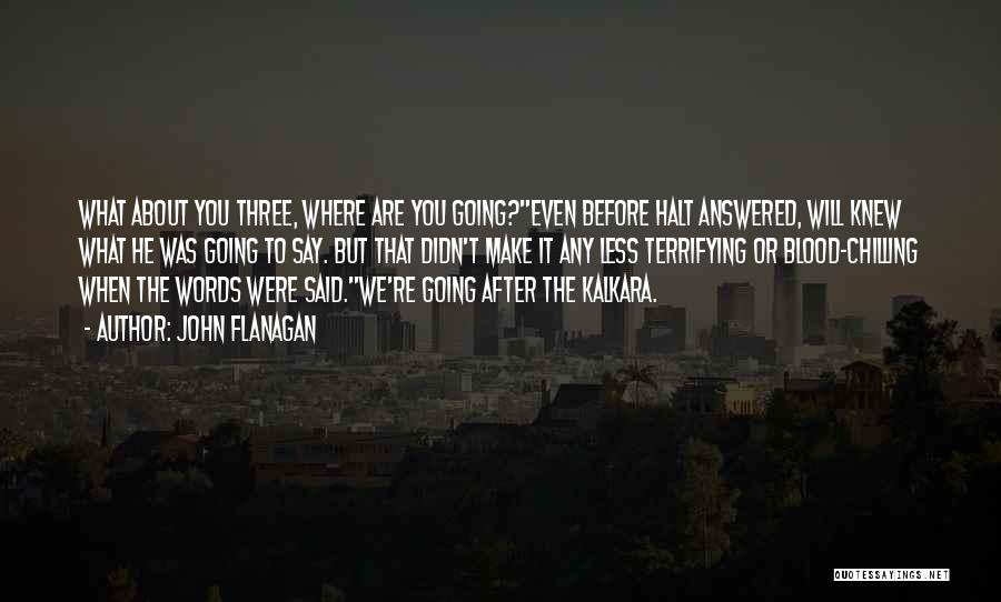 John Flanagan Quotes: What About You Three, Where Are You Going?even Before Halt Answered, Will Knew What He Was Going To Say. But