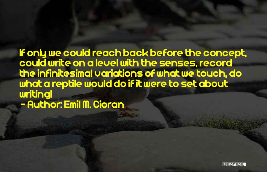 Emil M. Cioran Quotes: If Only We Could Reach Back Before The Concept, Could Write On A Level With The Senses, Record The Infinitesimal