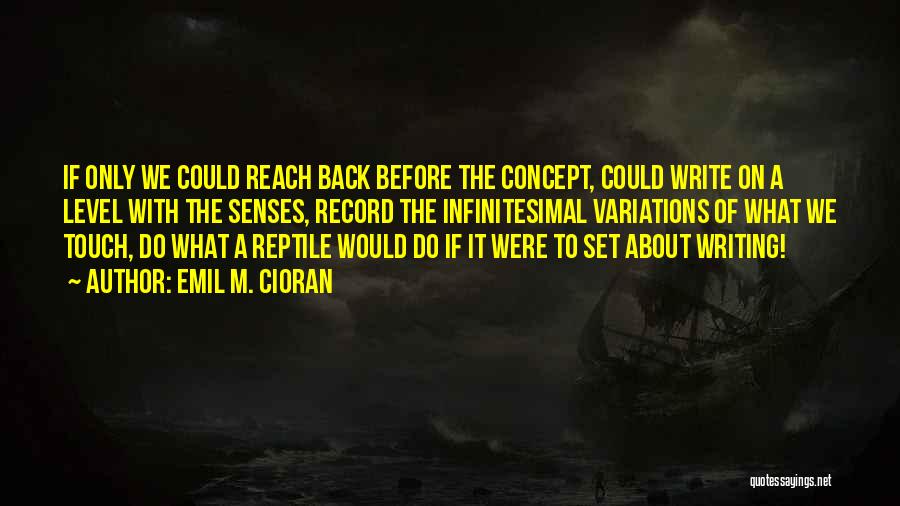 Emil M. Cioran Quotes: If Only We Could Reach Back Before The Concept, Could Write On A Level With The Senses, Record The Infinitesimal