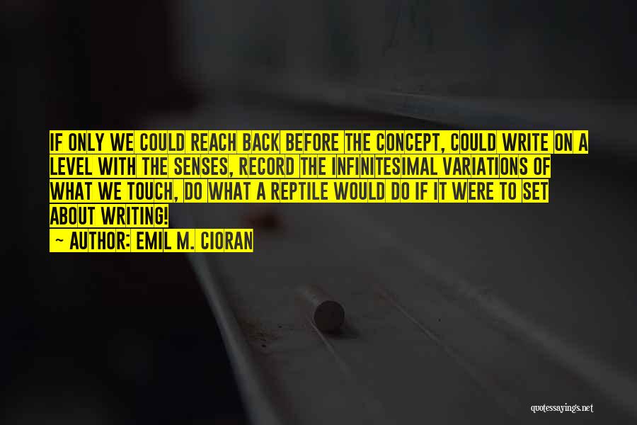 Emil M. Cioran Quotes: If Only We Could Reach Back Before The Concept, Could Write On A Level With The Senses, Record The Infinitesimal