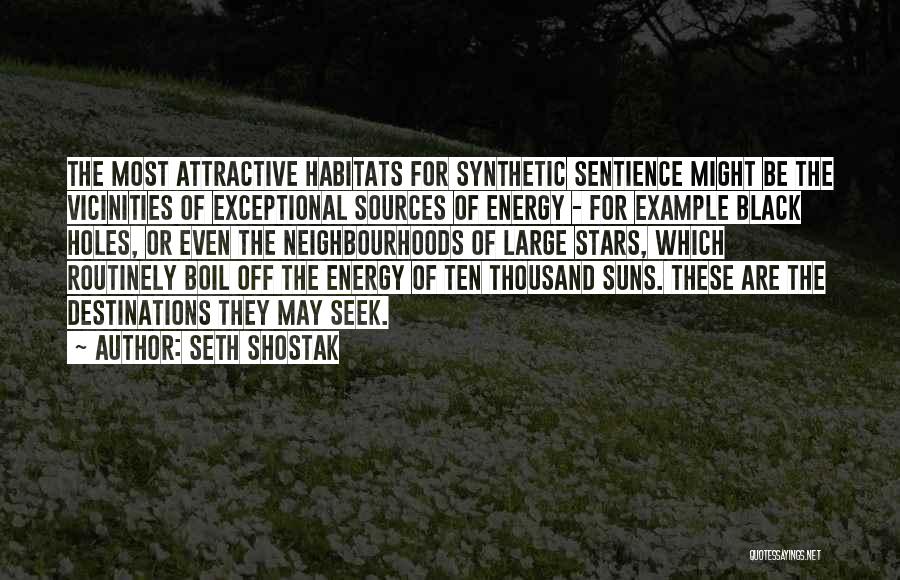 Seth Shostak Quotes: The Most Attractive Habitats For Synthetic Sentience Might Be The Vicinities Of Exceptional Sources Of Energy - For Example Black