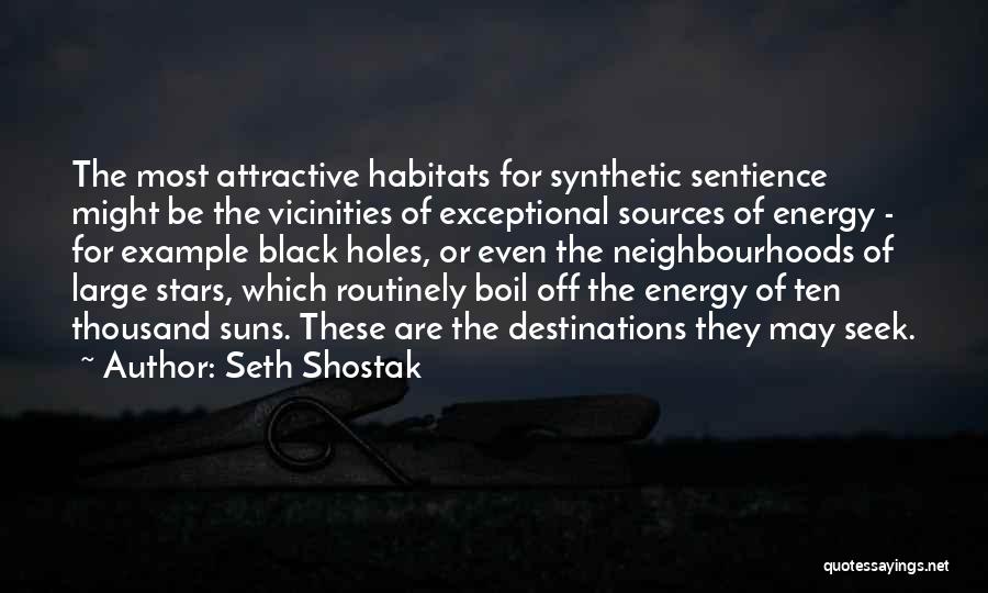 Seth Shostak Quotes: The Most Attractive Habitats For Synthetic Sentience Might Be The Vicinities Of Exceptional Sources Of Energy - For Example Black