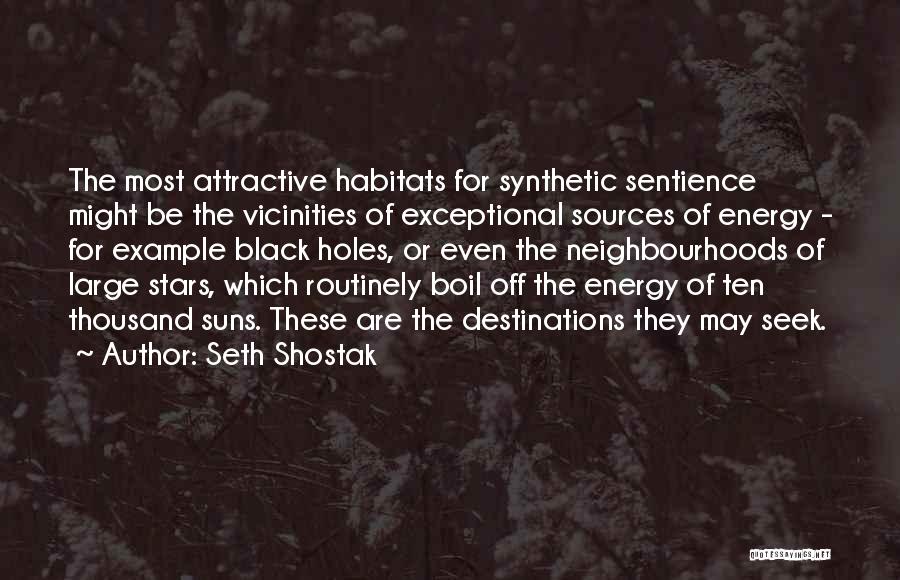Seth Shostak Quotes: The Most Attractive Habitats For Synthetic Sentience Might Be The Vicinities Of Exceptional Sources Of Energy - For Example Black