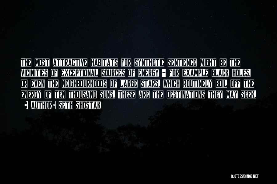 Seth Shostak Quotes: The Most Attractive Habitats For Synthetic Sentience Might Be The Vicinities Of Exceptional Sources Of Energy - For Example Black