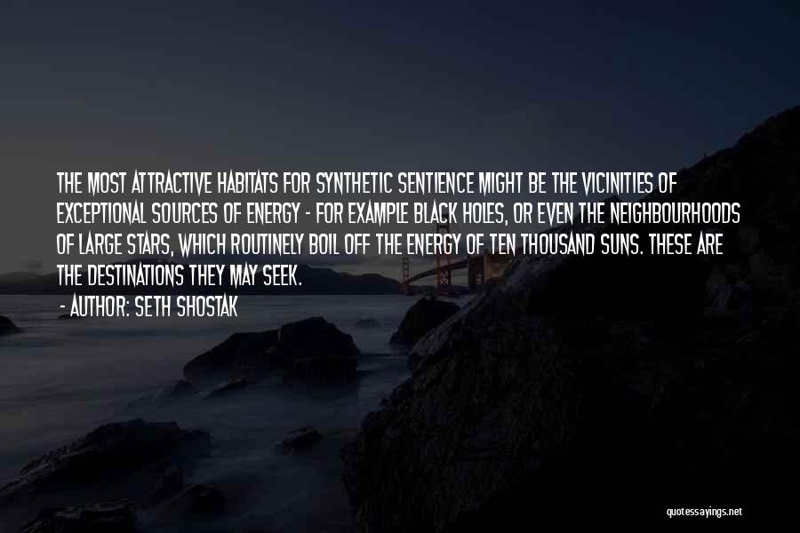 Seth Shostak Quotes: The Most Attractive Habitats For Synthetic Sentience Might Be The Vicinities Of Exceptional Sources Of Energy - For Example Black