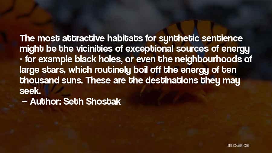 Seth Shostak Quotes: The Most Attractive Habitats For Synthetic Sentience Might Be The Vicinities Of Exceptional Sources Of Energy - For Example Black