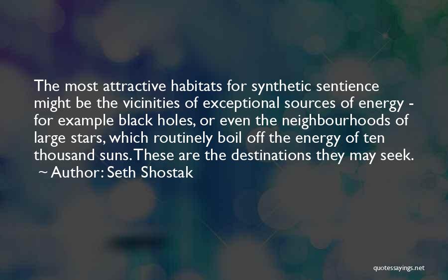 Seth Shostak Quotes: The Most Attractive Habitats For Synthetic Sentience Might Be The Vicinities Of Exceptional Sources Of Energy - For Example Black