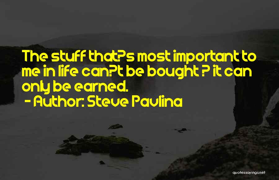 Steve Pavlina Quotes: The Stuff That?s Most Important To Me In Life Can?t Be Bought ? It Can Only Be Earned.