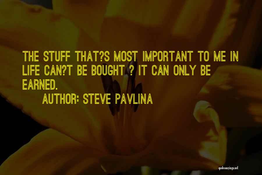 Steve Pavlina Quotes: The Stuff That?s Most Important To Me In Life Can?t Be Bought ? It Can Only Be Earned.