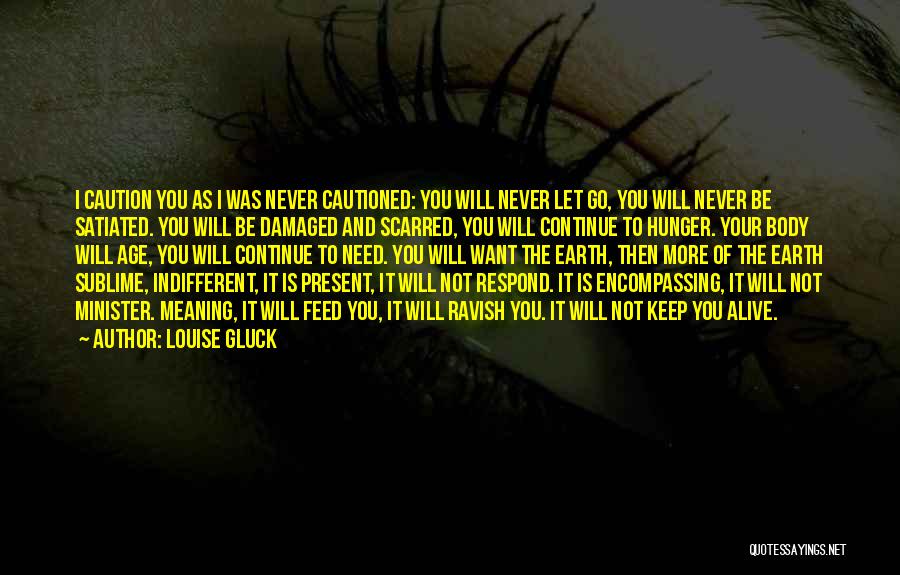 Louise Gluck Quotes: I Caution You As I Was Never Cautioned: You Will Never Let Go, You Will Never Be Satiated. You Will