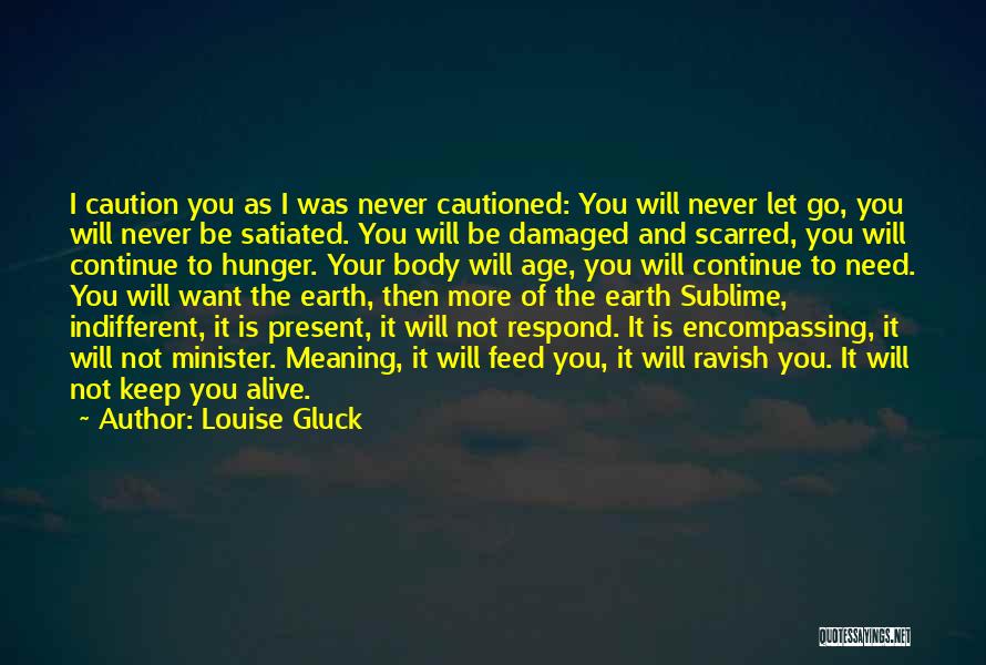 Louise Gluck Quotes: I Caution You As I Was Never Cautioned: You Will Never Let Go, You Will Never Be Satiated. You Will