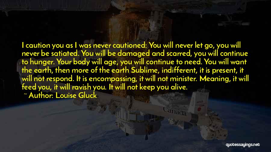 Louise Gluck Quotes: I Caution You As I Was Never Cautioned: You Will Never Let Go, You Will Never Be Satiated. You Will