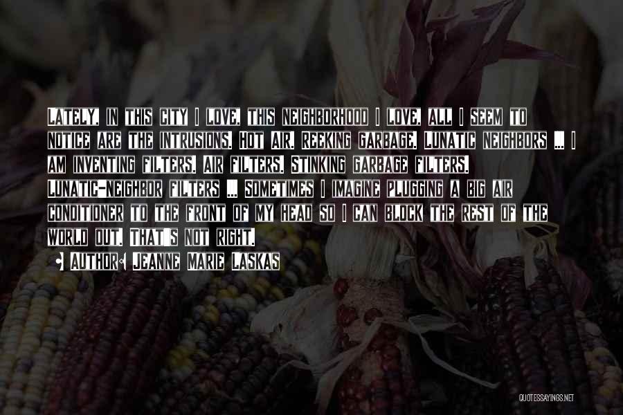 Jeanne Marie Laskas Quotes: Lately, In This City I Love, This Neighborhood I Love, All I Seem To Notice Are The Intrusions. Hot Air.