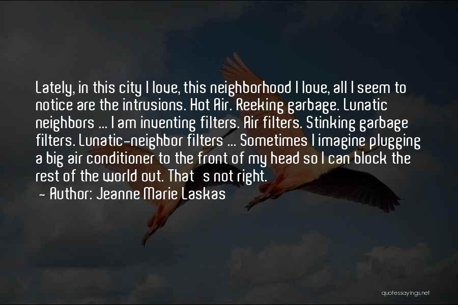 Jeanne Marie Laskas Quotes: Lately, In This City I Love, This Neighborhood I Love, All I Seem To Notice Are The Intrusions. Hot Air.