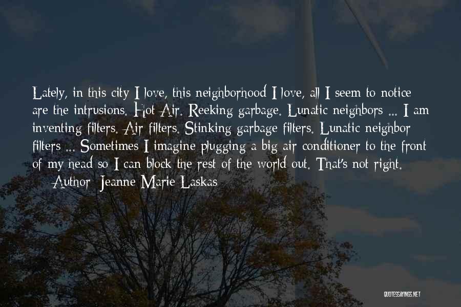 Jeanne Marie Laskas Quotes: Lately, In This City I Love, This Neighborhood I Love, All I Seem To Notice Are The Intrusions. Hot Air.