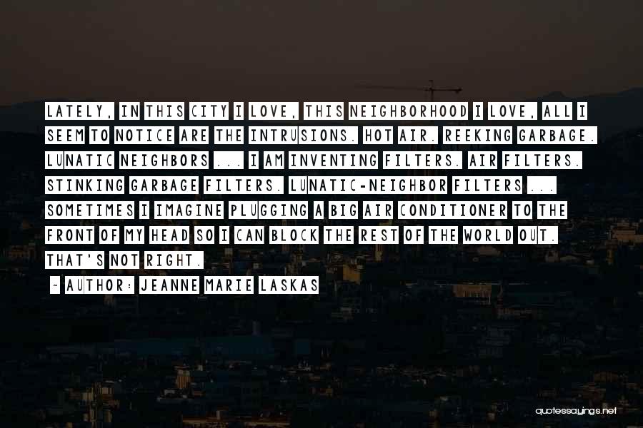 Jeanne Marie Laskas Quotes: Lately, In This City I Love, This Neighborhood I Love, All I Seem To Notice Are The Intrusions. Hot Air.