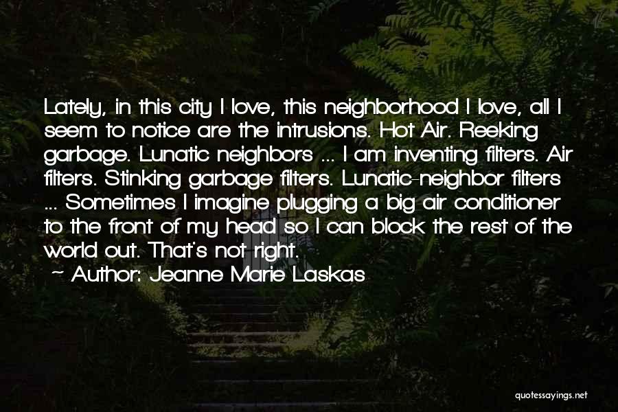 Jeanne Marie Laskas Quotes: Lately, In This City I Love, This Neighborhood I Love, All I Seem To Notice Are The Intrusions. Hot Air.