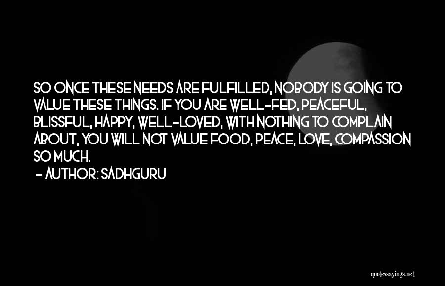 Sadhguru Quotes: So Once These Needs Are Fulfilled, Nobody Is Going To Value These Things. If You Are Well-fed, Peaceful, Blissful, Happy,