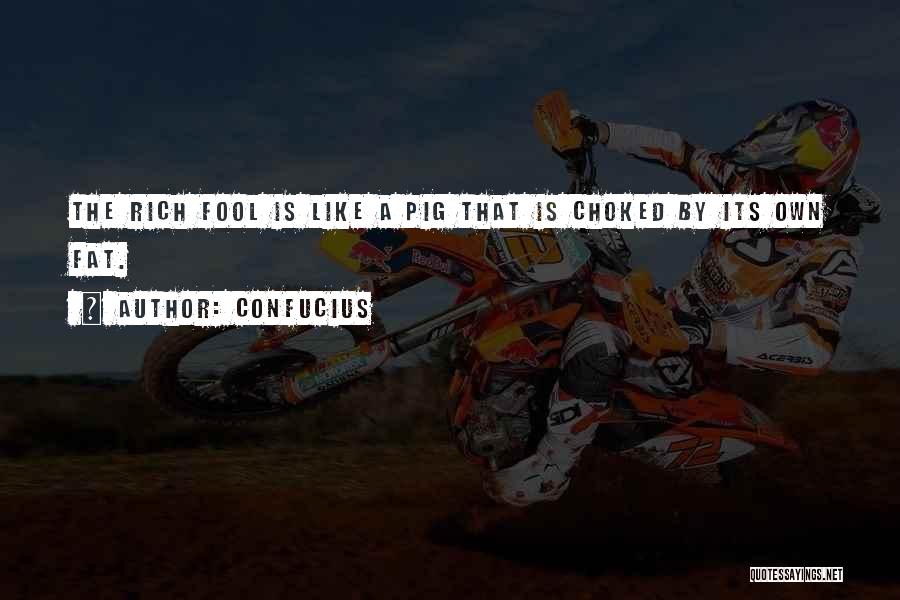 Confucius Quotes: The Rich Fool Is Like A Pig That Is Choked By Its Own Fat.