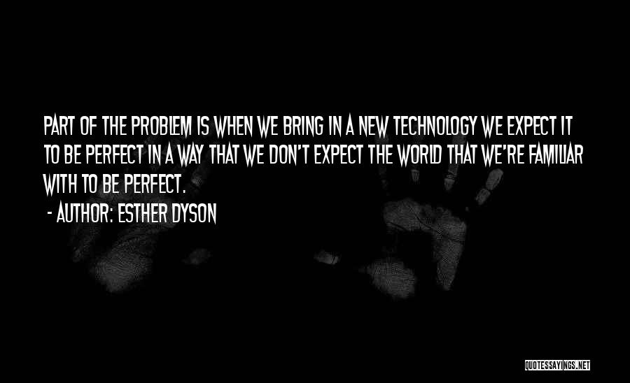 Esther Dyson Quotes: Part Of The Problem Is When We Bring In A New Technology We Expect It To Be Perfect In A