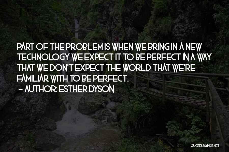 Esther Dyson Quotes: Part Of The Problem Is When We Bring In A New Technology We Expect It To Be Perfect In A