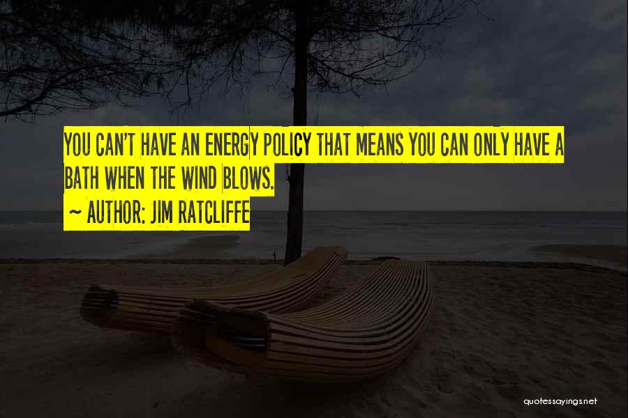 Jim Ratcliffe Quotes: You Can't Have An Energy Policy That Means You Can Only Have A Bath When The Wind Blows.