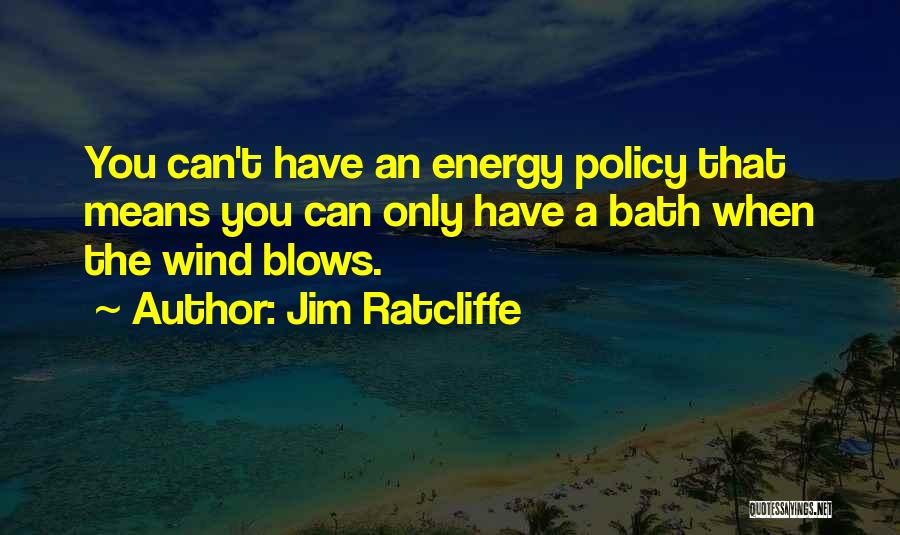 Jim Ratcliffe Quotes: You Can't Have An Energy Policy That Means You Can Only Have A Bath When The Wind Blows.