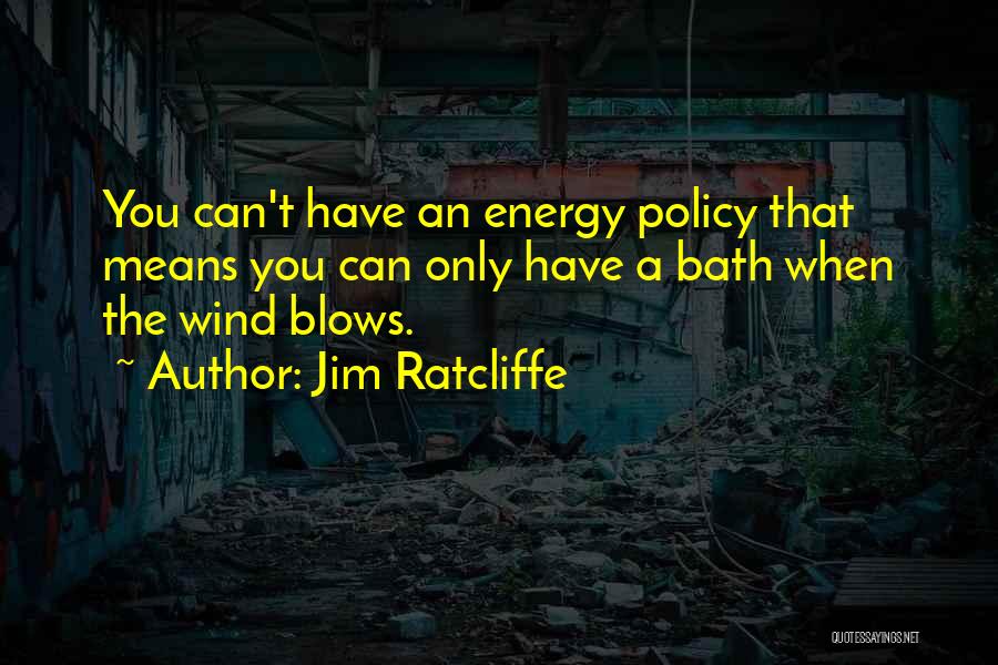 Jim Ratcliffe Quotes: You Can't Have An Energy Policy That Means You Can Only Have A Bath When The Wind Blows.