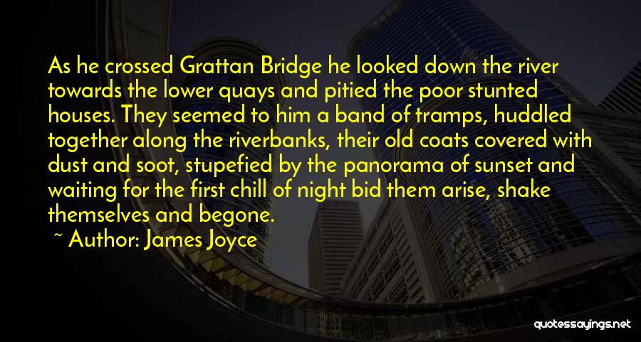 James Joyce Quotes: As He Crossed Grattan Bridge He Looked Down The River Towards The Lower Quays And Pitied The Poor Stunted Houses.