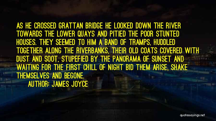 James Joyce Quotes: As He Crossed Grattan Bridge He Looked Down The River Towards The Lower Quays And Pitied The Poor Stunted Houses.