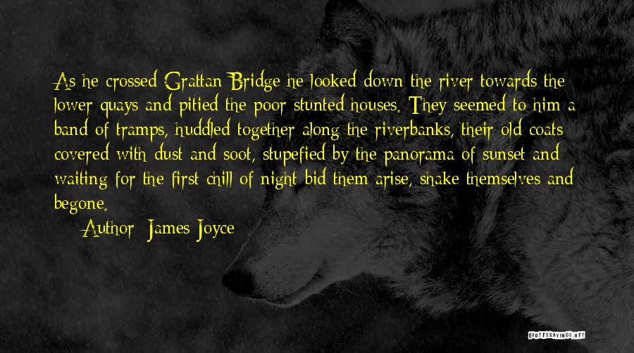James Joyce Quotes: As He Crossed Grattan Bridge He Looked Down The River Towards The Lower Quays And Pitied The Poor Stunted Houses.