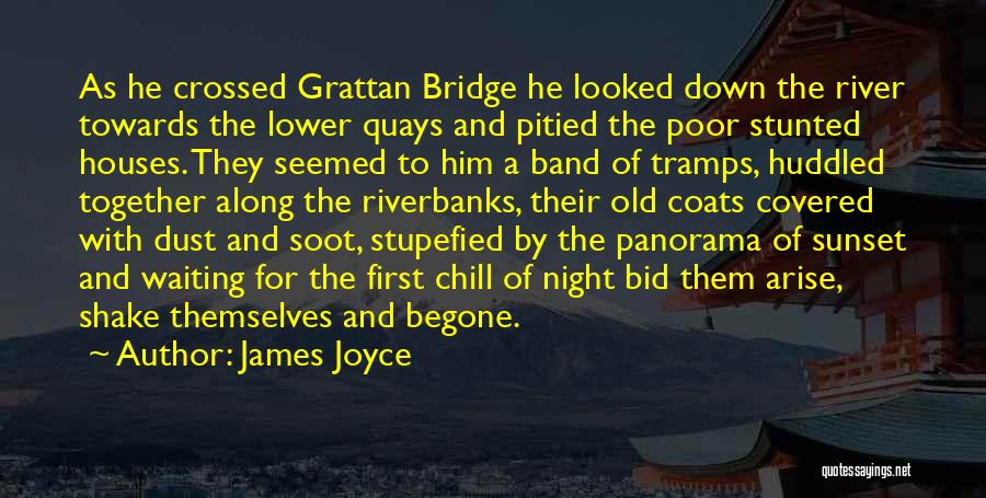 James Joyce Quotes: As He Crossed Grattan Bridge He Looked Down The River Towards The Lower Quays And Pitied The Poor Stunted Houses.