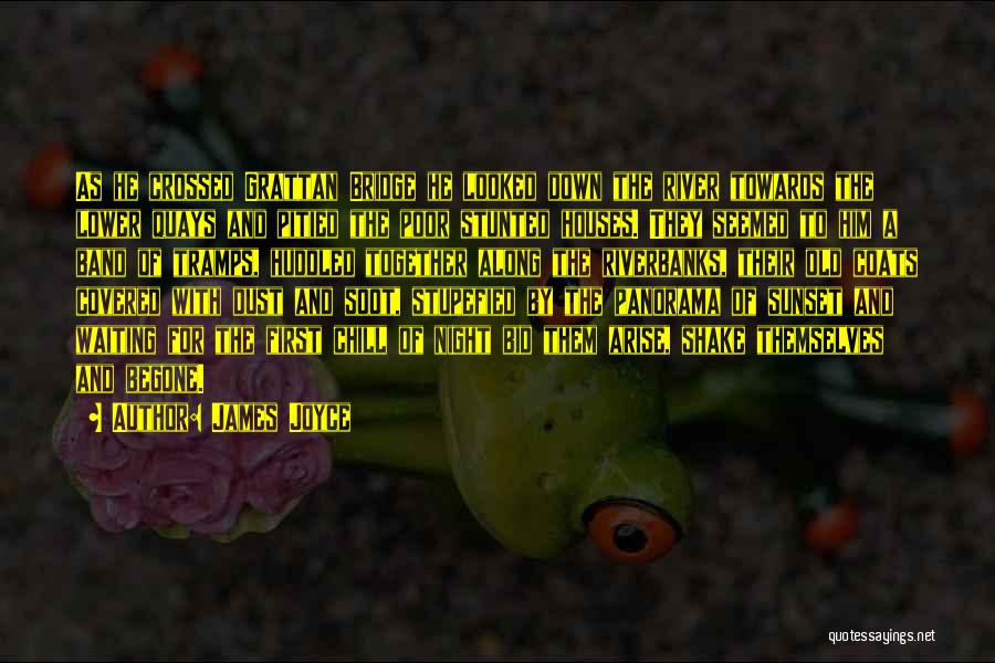 James Joyce Quotes: As He Crossed Grattan Bridge He Looked Down The River Towards The Lower Quays And Pitied The Poor Stunted Houses.