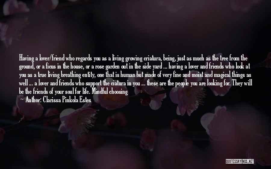 Clarissa Pinkola Estes Quotes: Having A Lover/friend Who Regards You As A Living Growing Criatura, Being, Just As Much As The Tree From The